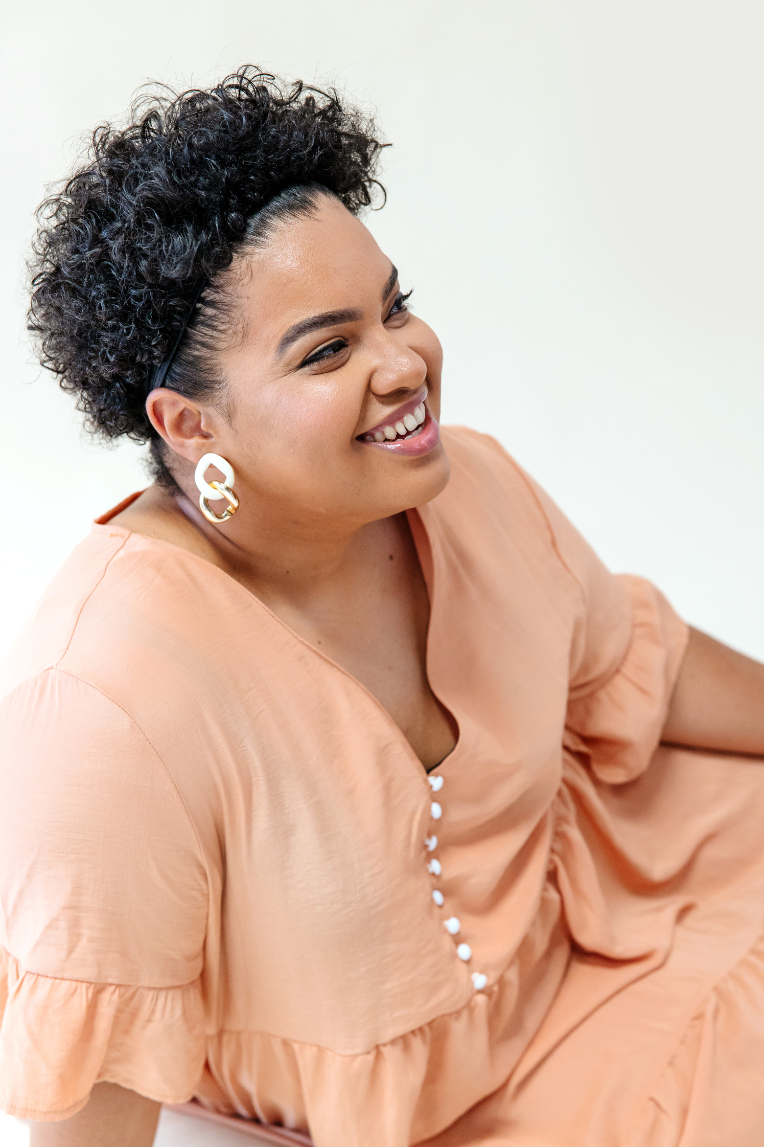 Woman in Trendy Linen Dress